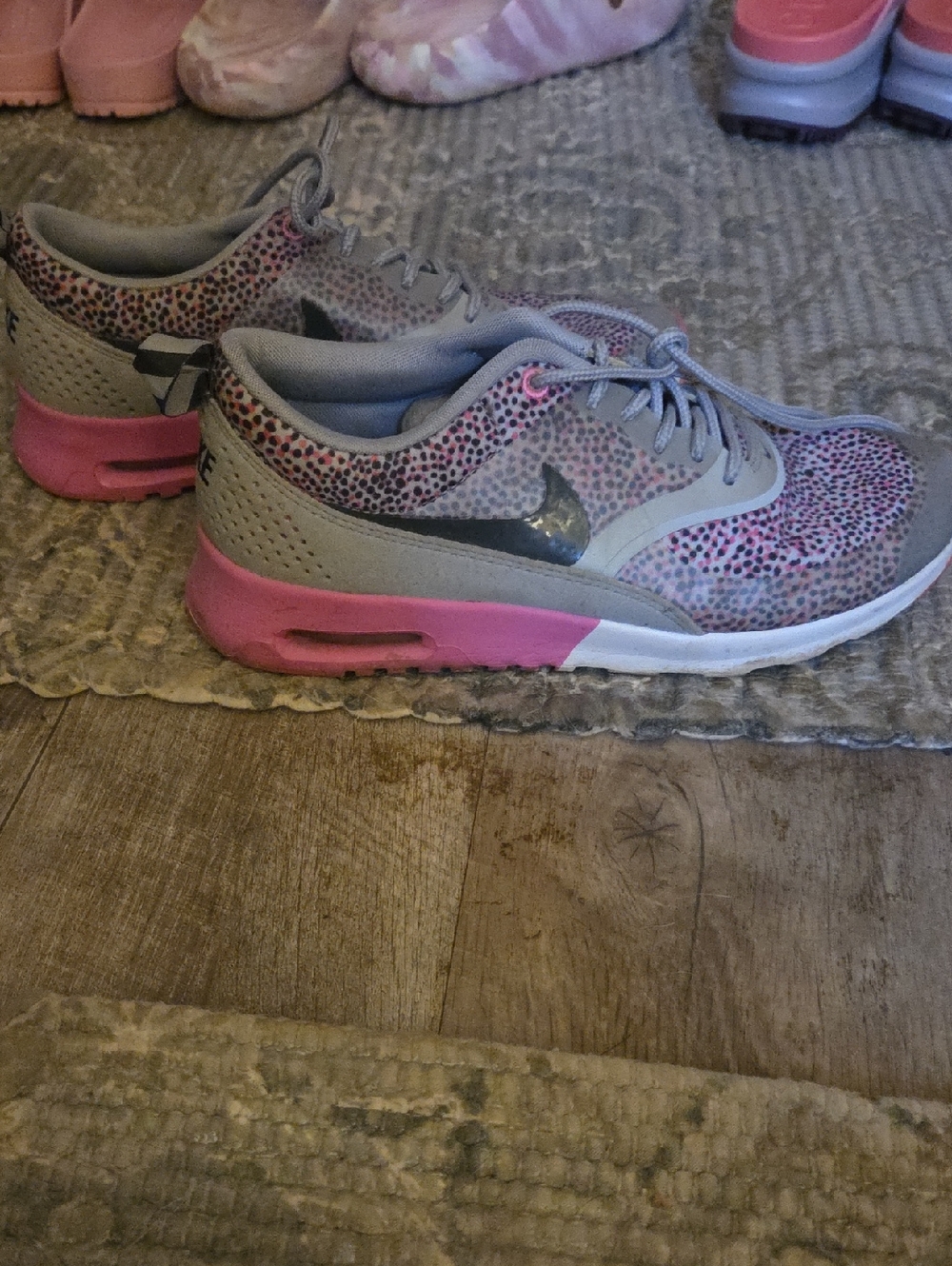 Nike Women’s Pink and Gray Leopard-Print Running Sneakers